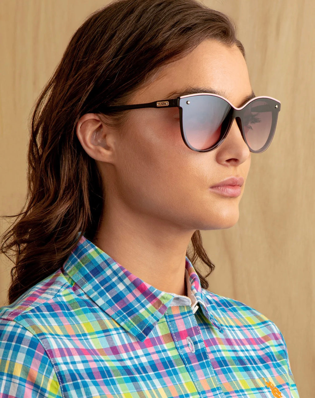LADIES CAT-EYE SHIELD SUNGLASSES - U.S POLO ASSN